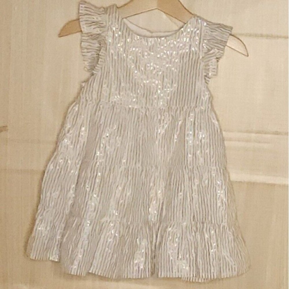 Cat & Jack White Sequin Stripe Girls' Dress